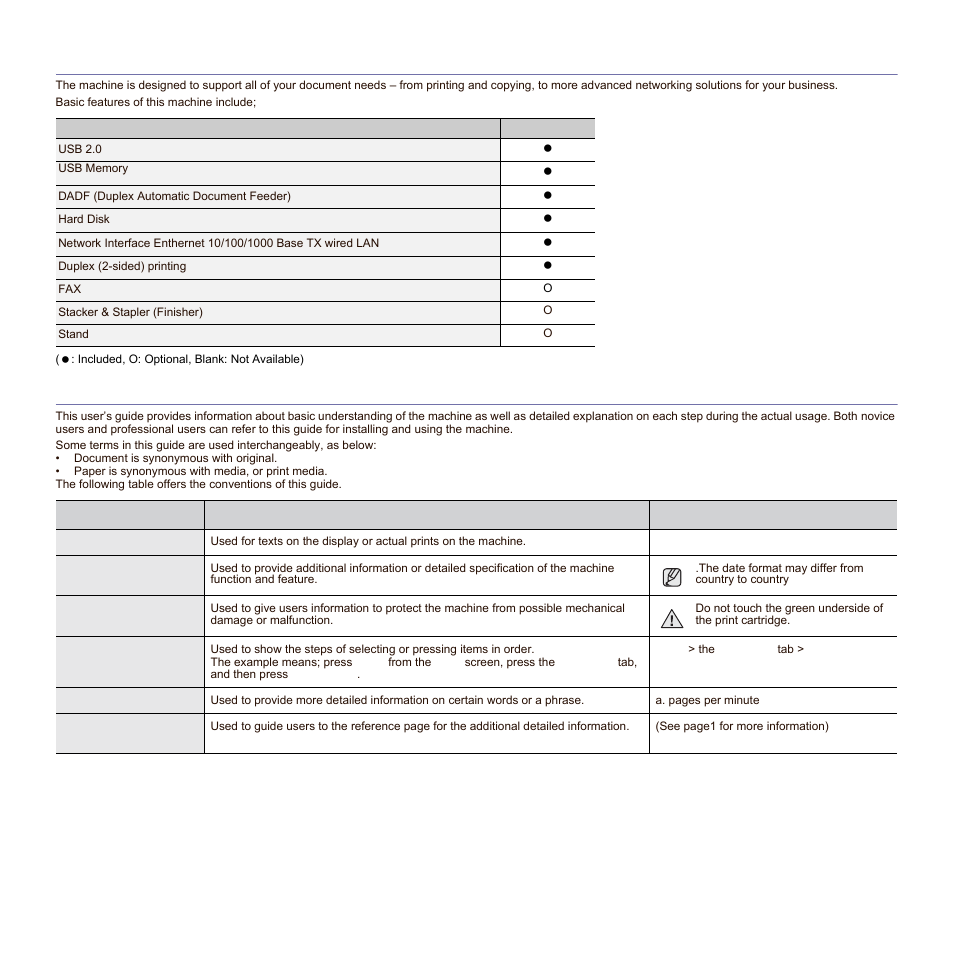 Features by models, About this user’s guide | Samsung SCX-6545N-XPE User Manual | Page 56 / 190