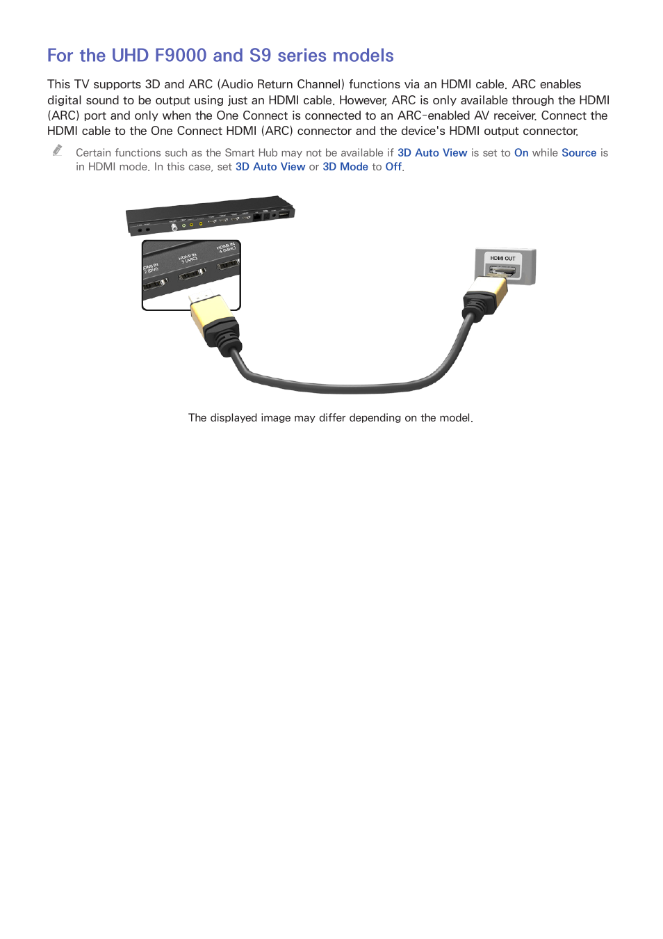 For the uhd f9000 and s9 series models | Samsung PN51F8500AFXZA User Manual | Page 24 / 183