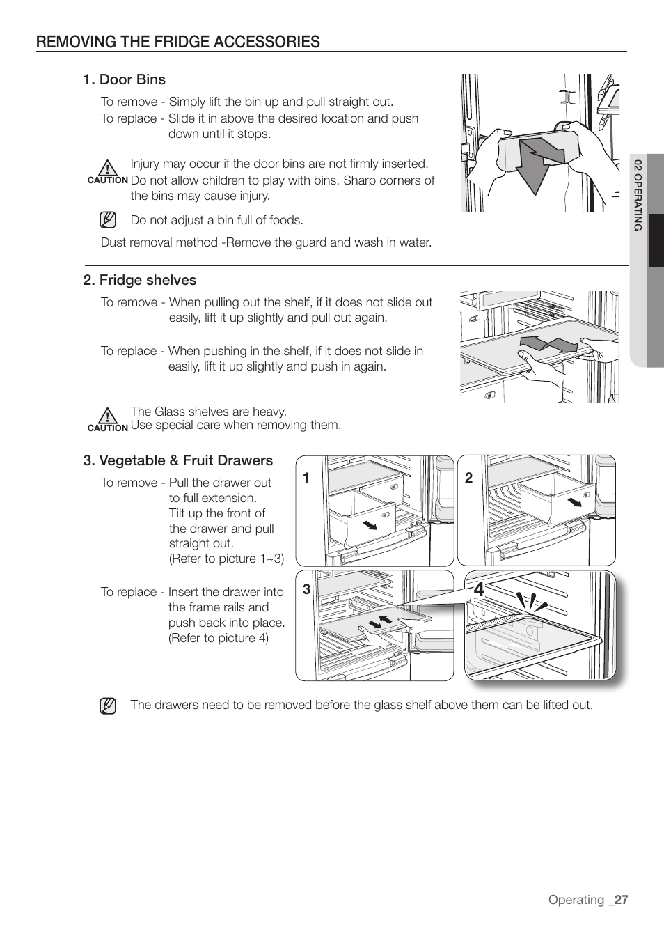 Removing the fridge accessories | Samsung RF197ABRS-XAA User Manual | Page 27 / 34