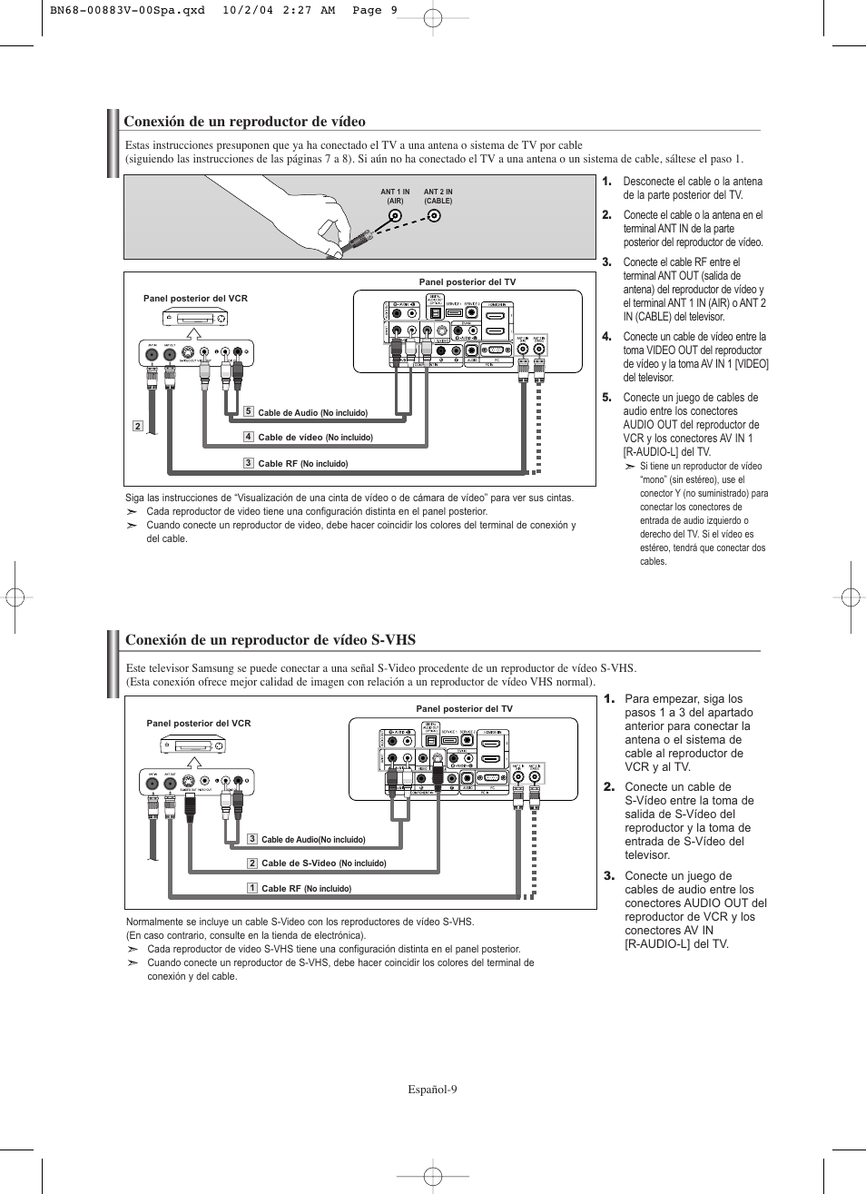 Conexión de un reproductor de vídeo, Conexión de un reproductor de vídeo s-vhs | Samsung LNS3238DX-XAA User Manual | Page 131 / 182