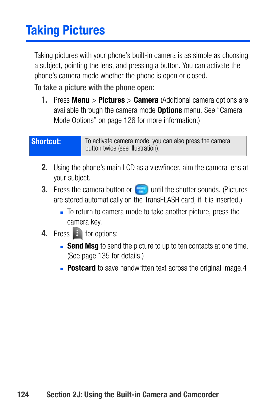 Taking pictures | Samsung SEPA920WSAQST User Manual | Page 146 / 246