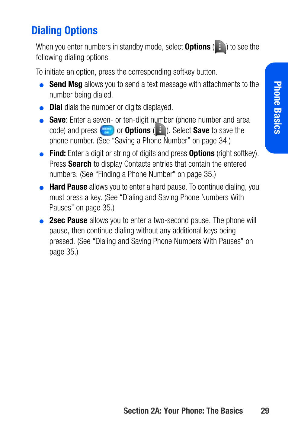Dialing options, Phone basics | Samsung SEPA920WSAQST User Manual | Page 51 / 246