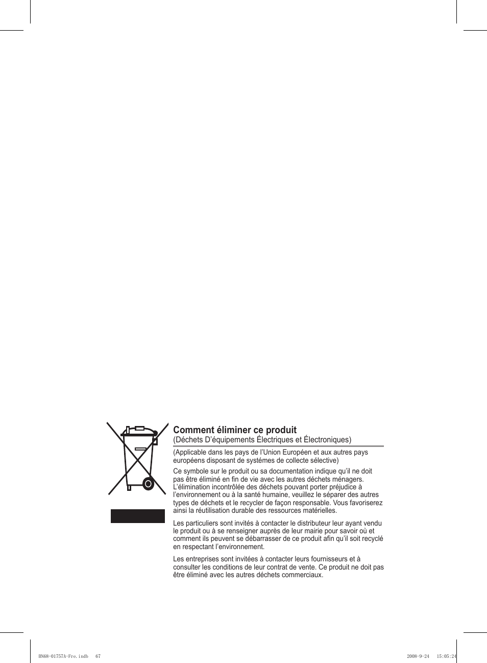 Comment éliminer ce produit | Samsung PS63A756T1MXXC User Manual | Page 138 / 337