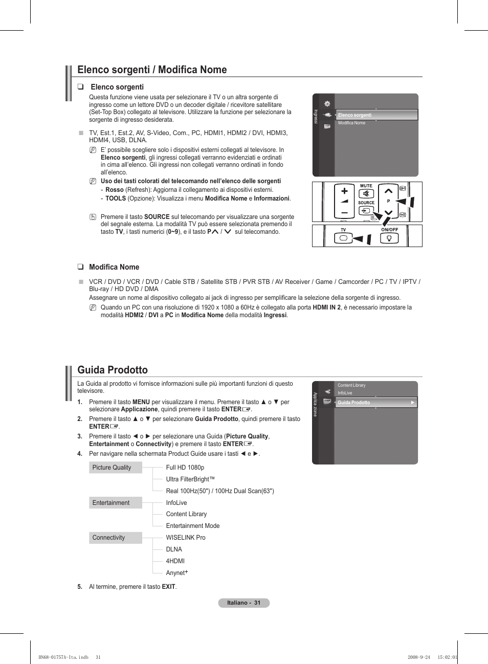 Elenco sorgenti / modifica nome, Guida prodotto | Samsung PS63A756T1MXXC User Manual | Page 234 / 337