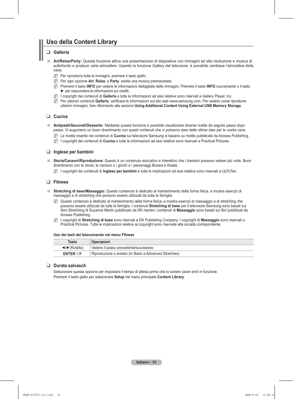Uso della content library | Samsung PS63A756T1MXXC User Manual | Page 254 / 337