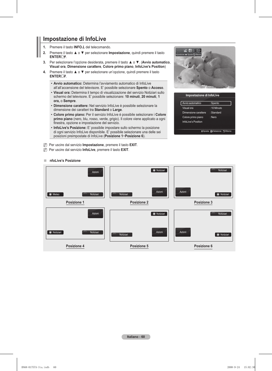 Impostazione di infolive | Samsung PS63A756T1MXXC User Manual | Page 263 / 337