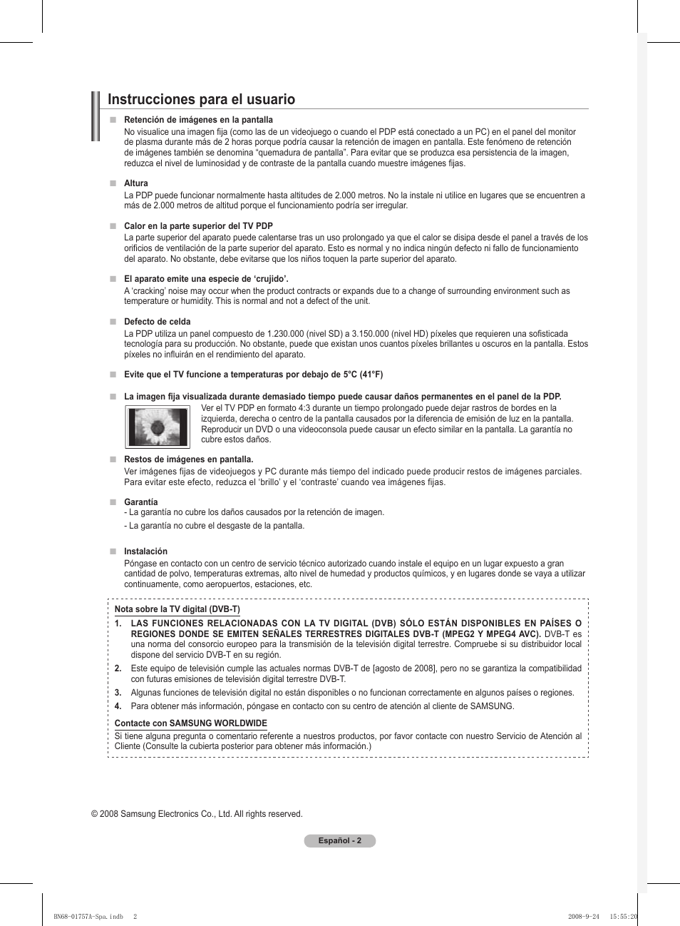 Instrucciones para el usuario | Samsung PS63A756T1MXXC User Manual | Page 272 / 337