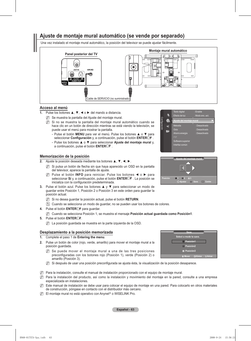 Acceso al menú | Samsung PS63A756T1MXXC User Manual | Page 333 / 337