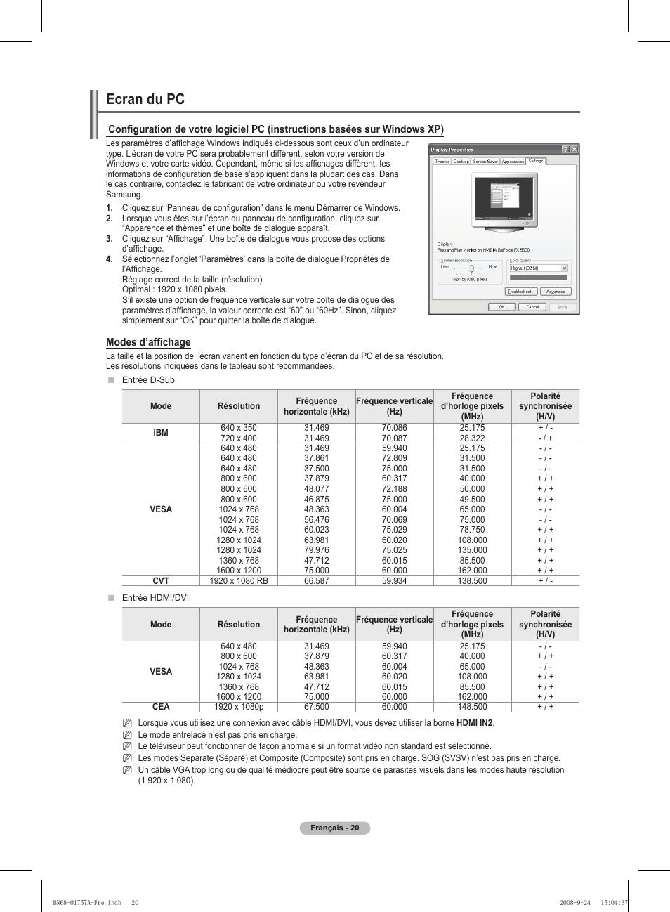 Ecran du pc | Samsung PS63A756T1MXXC User Manual | Page 91 / 337