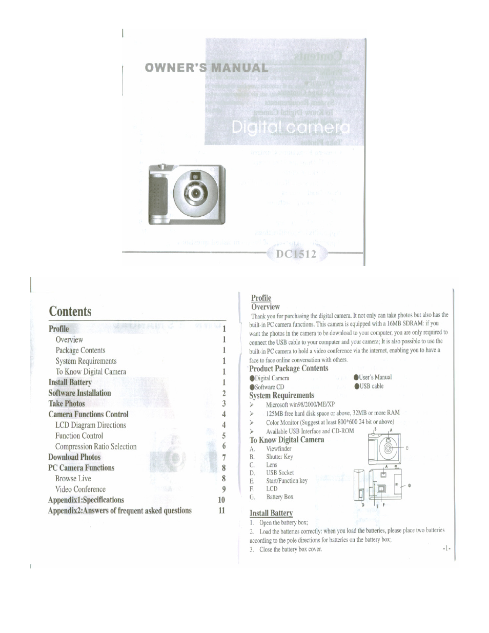 Argus Camera DC1512 User Manual | 4 pages