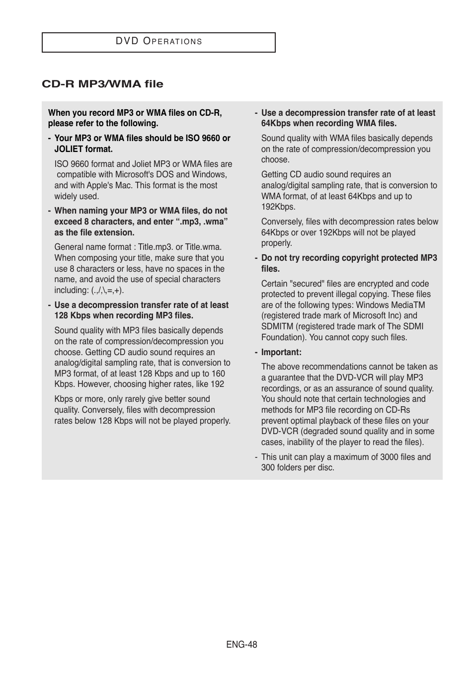 Samsung DVD-V5500-AFS User Manual | Page 48 / 85