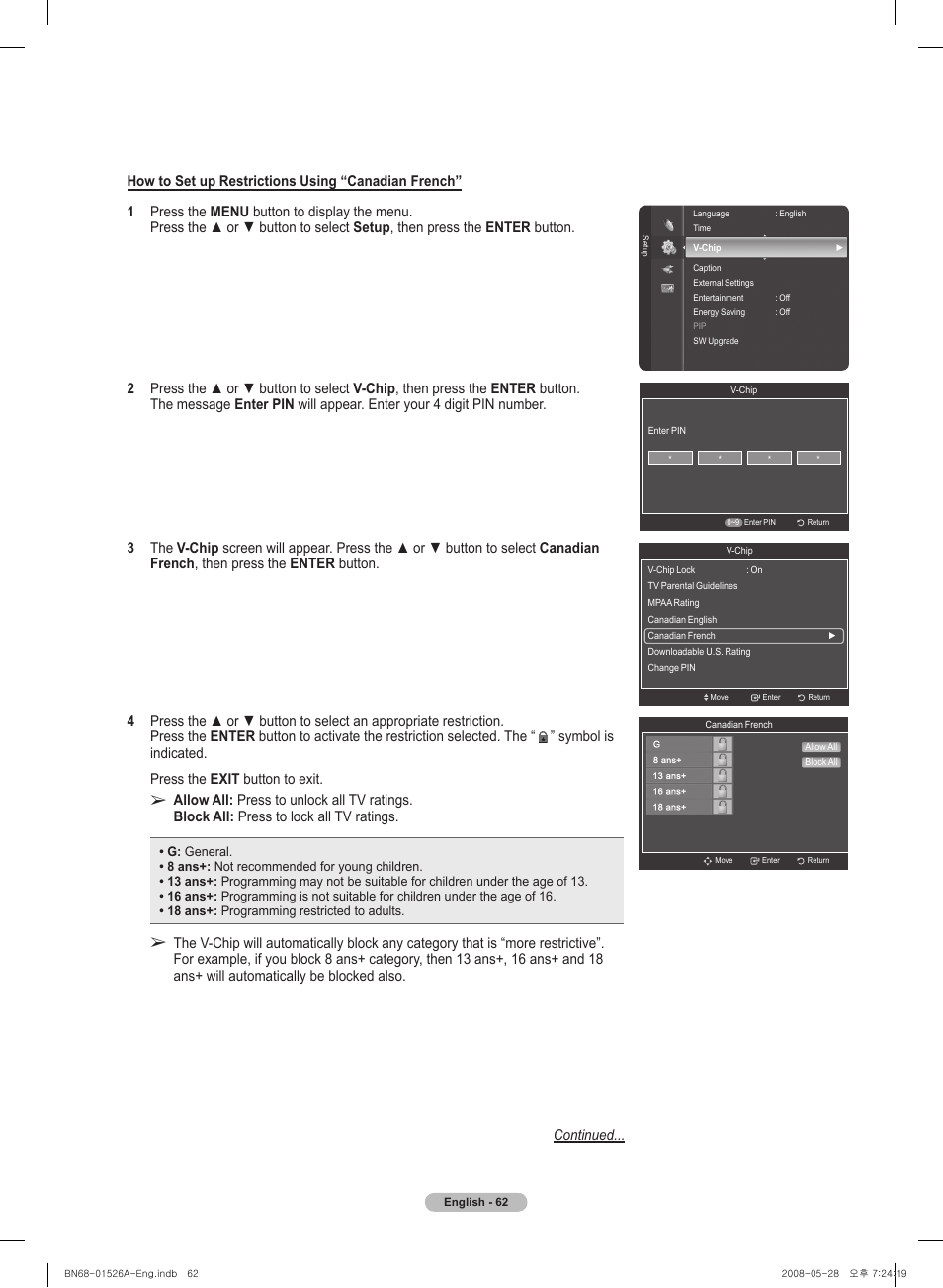 Samsung PN50A530S2FXZA User Manual | Page 62 / 168