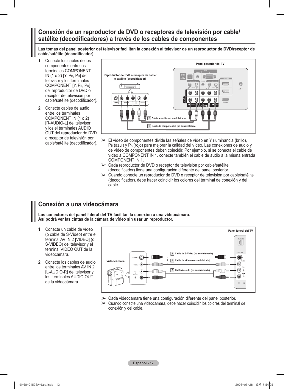 Conexión a una videocámara | Samsung PN50A530S2FXZA User Manual | Page 99 / 168