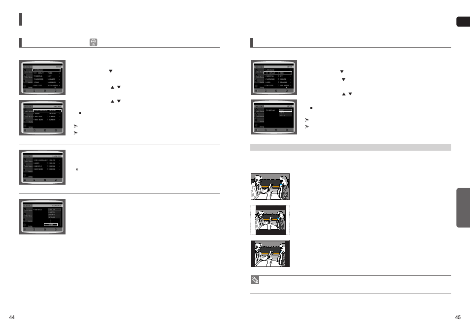 Settings, Setting the language, Setting tv screen type | Eng setup | Samsung HT-TXQ120T-XAA User Manual | Page 23 / 36