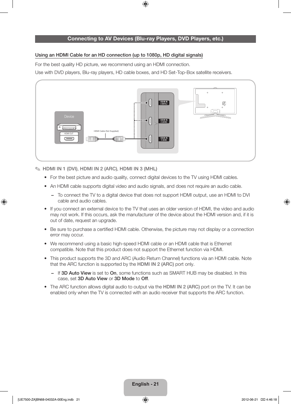 Samsung UN46ES7500FXZA User Manual | Page 21 / 64