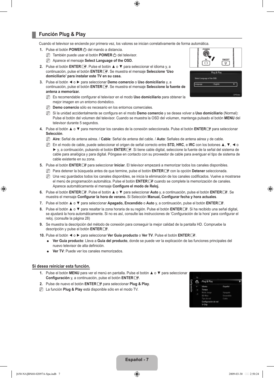 Función plug & play | Samsung LN40B650T1FXZA User Manual | Page 113 / 197