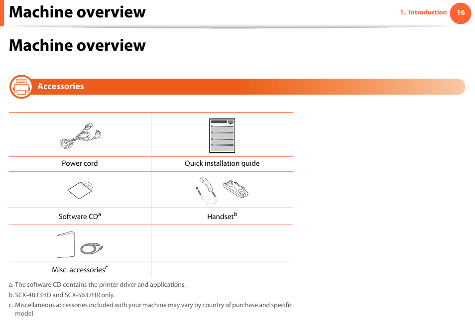 Machine overview | Samsung SCX-5639FR-XAA User Manual | Page 16 / 351
