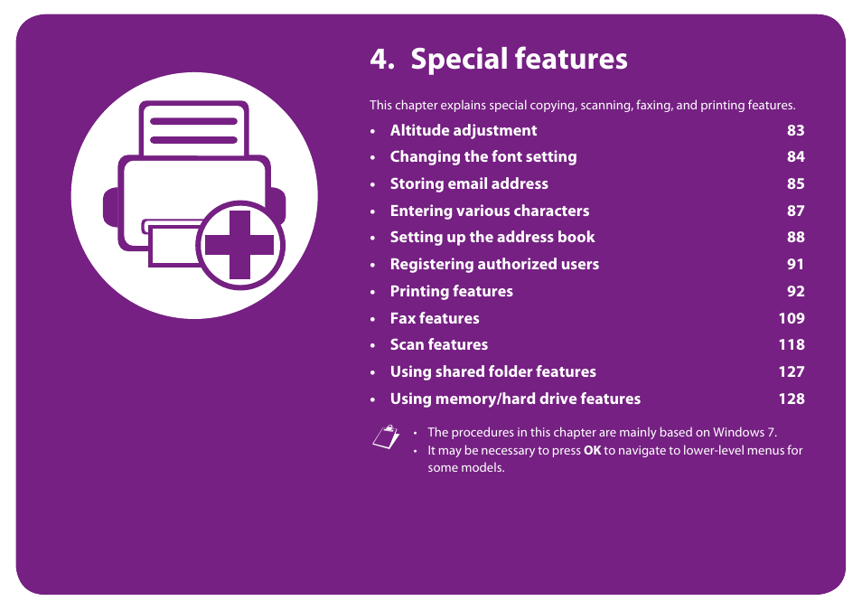 Special features | Samsung SCX-5639FR-XAA User Manual | Page 242 / 351