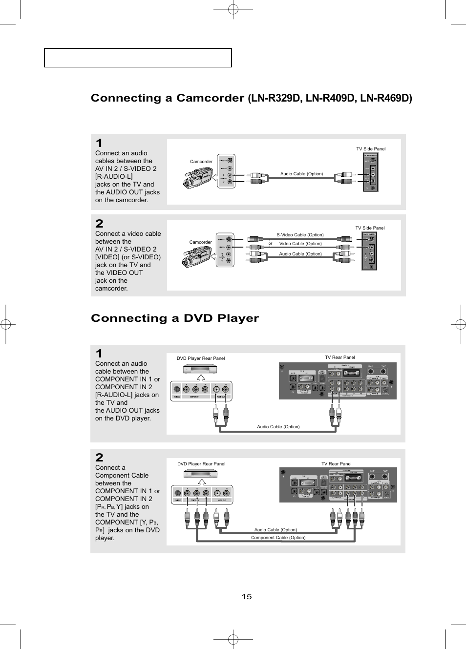 Connecting a dvd player | Samsung LNR469DX-XAA User Manual | Page 21 / 134