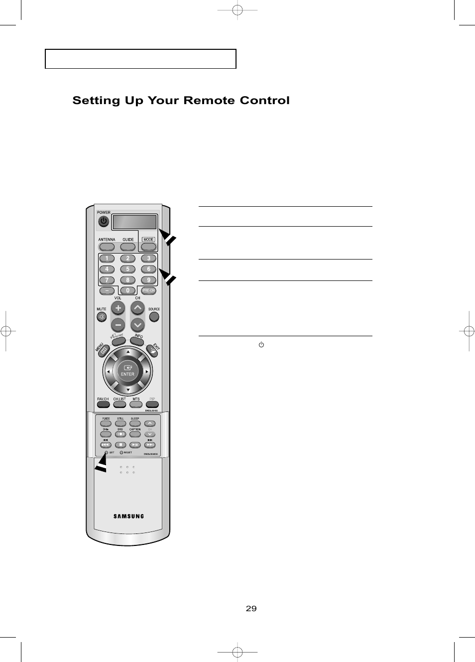 Setting up your remote control | Samsung LNR469DX-XAA User Manual | Page 35 / 134