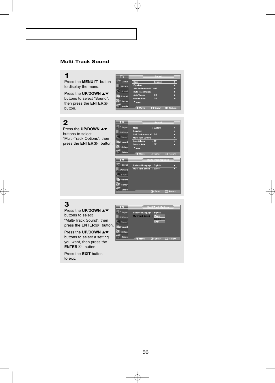 Multi-track sound | Samsung LNR469DX-XAA User Manual | Page 62 / 134