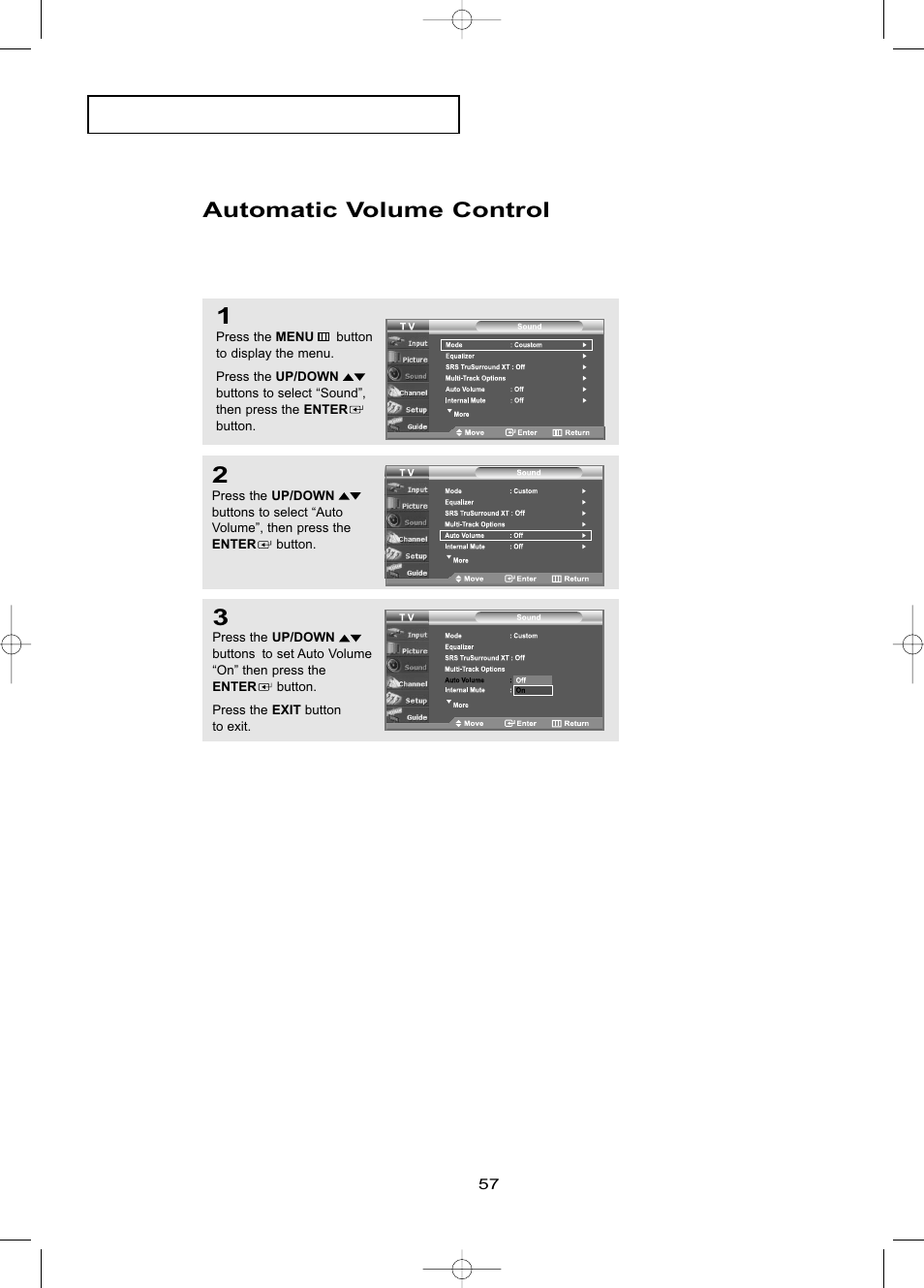 Automatic volume control | Samsung LNR469DX-XAA User Manual | Page 63 / 134