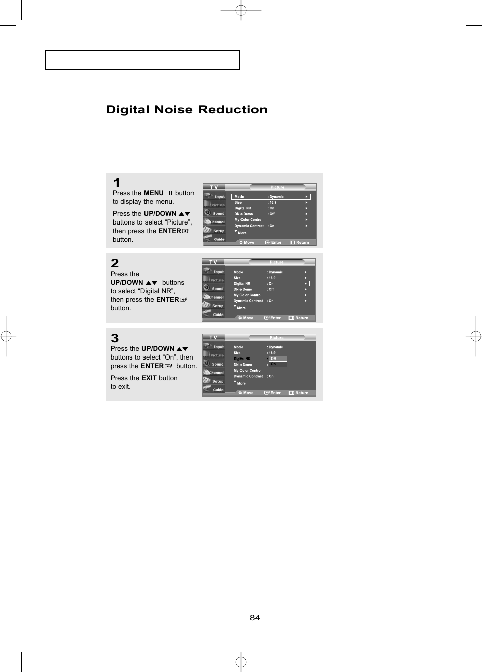 Digital noise reduction | Samsung LNR469DX-XAA User Manual | Page 90 / 134