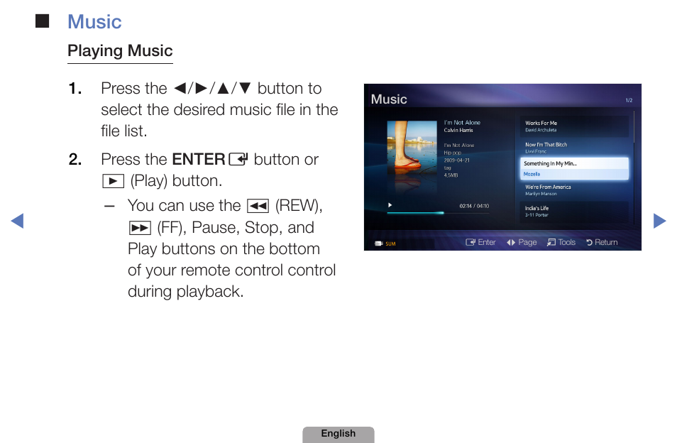 Music | Samsung UN32D4000NDXZA User Manual | Page 152 / 201