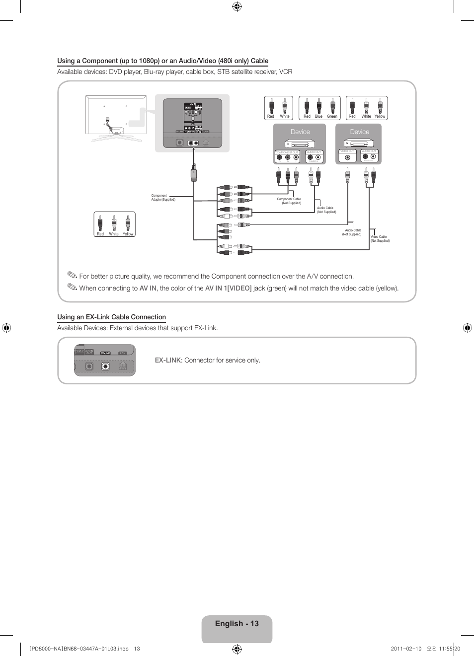 English - 13, Device | Samsung PN51D8000FFXZA User Manual | Page 13 / 74
