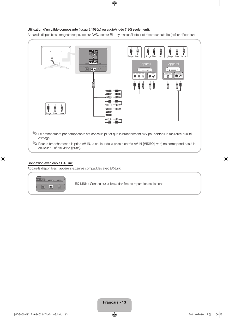 Français - 13, Appareil | Samsung PN51D8000FFXZA User Manual | Page 62 / 74
