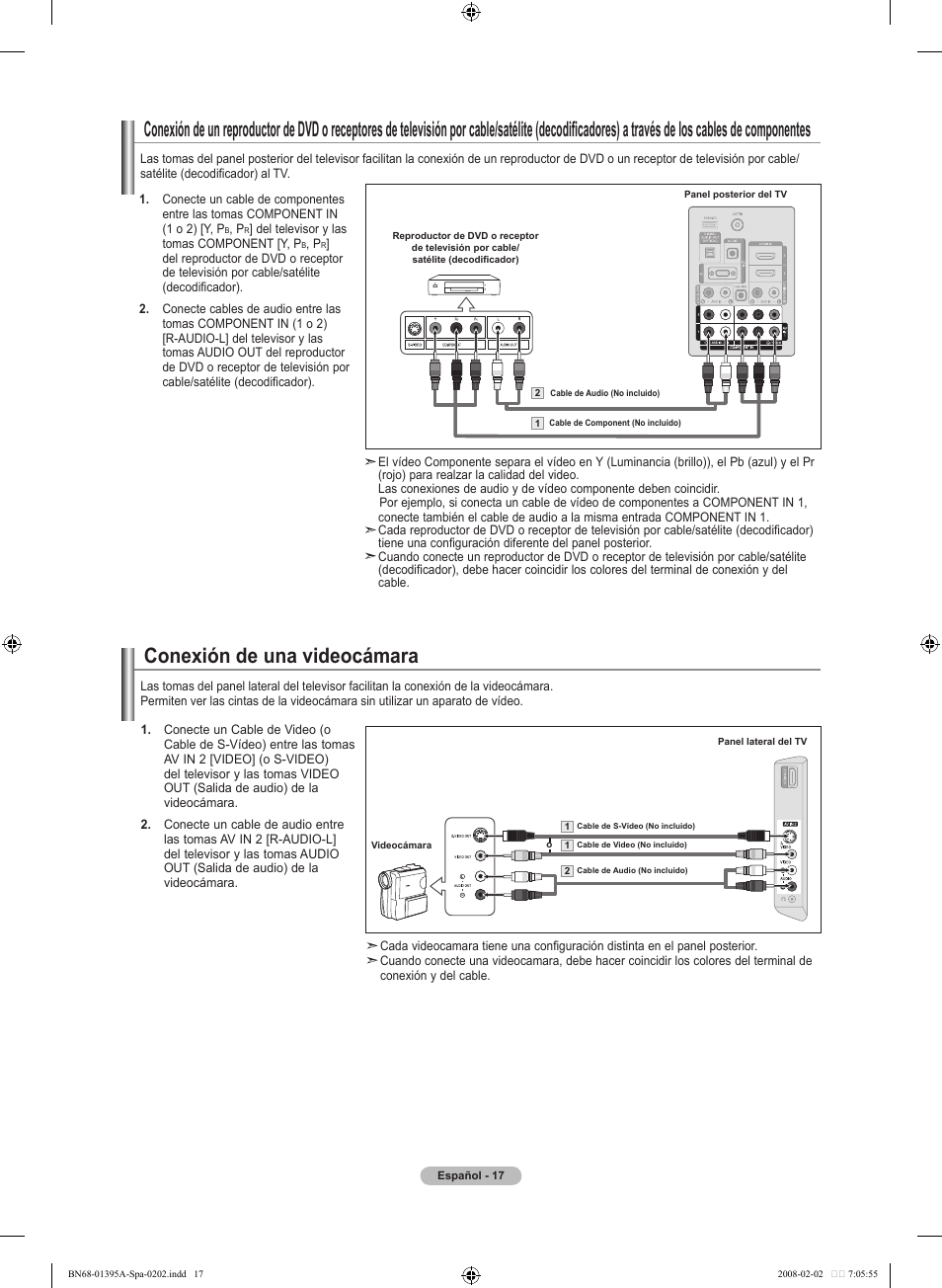 Conexión de una videocámara | Samsung LN40A450C1DXZA User Manual | Page 97 / 157
