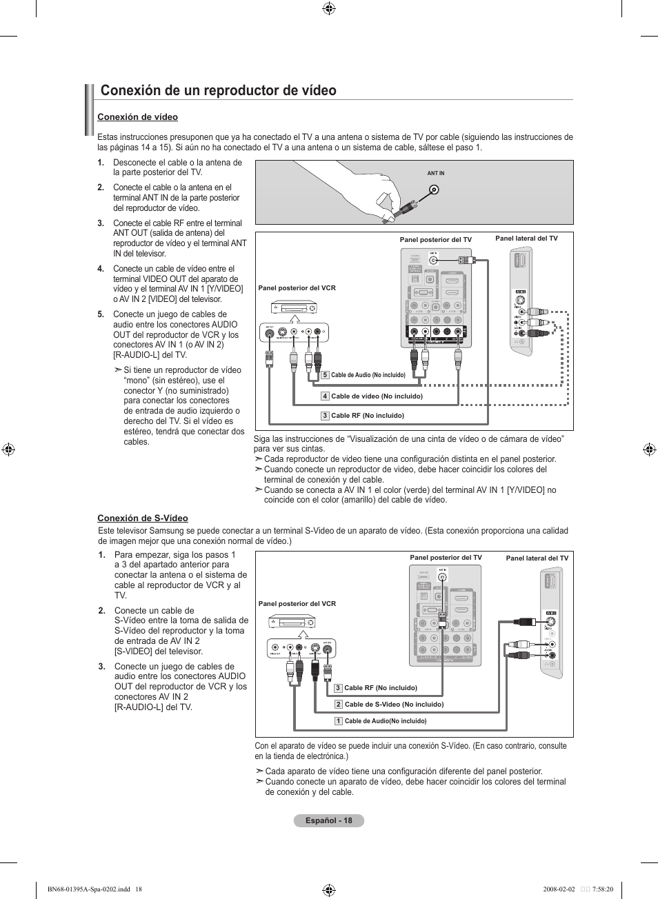 Conexión de un reproductor de vídeo | Samsung LN40A450C1DXZA User Manual | Page 98 / 157