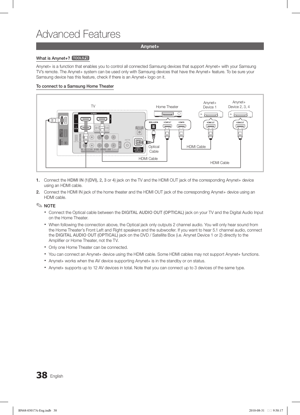 Advanced features | Samsung LN40C560J2FXZA User Manual | Page 38 / 59