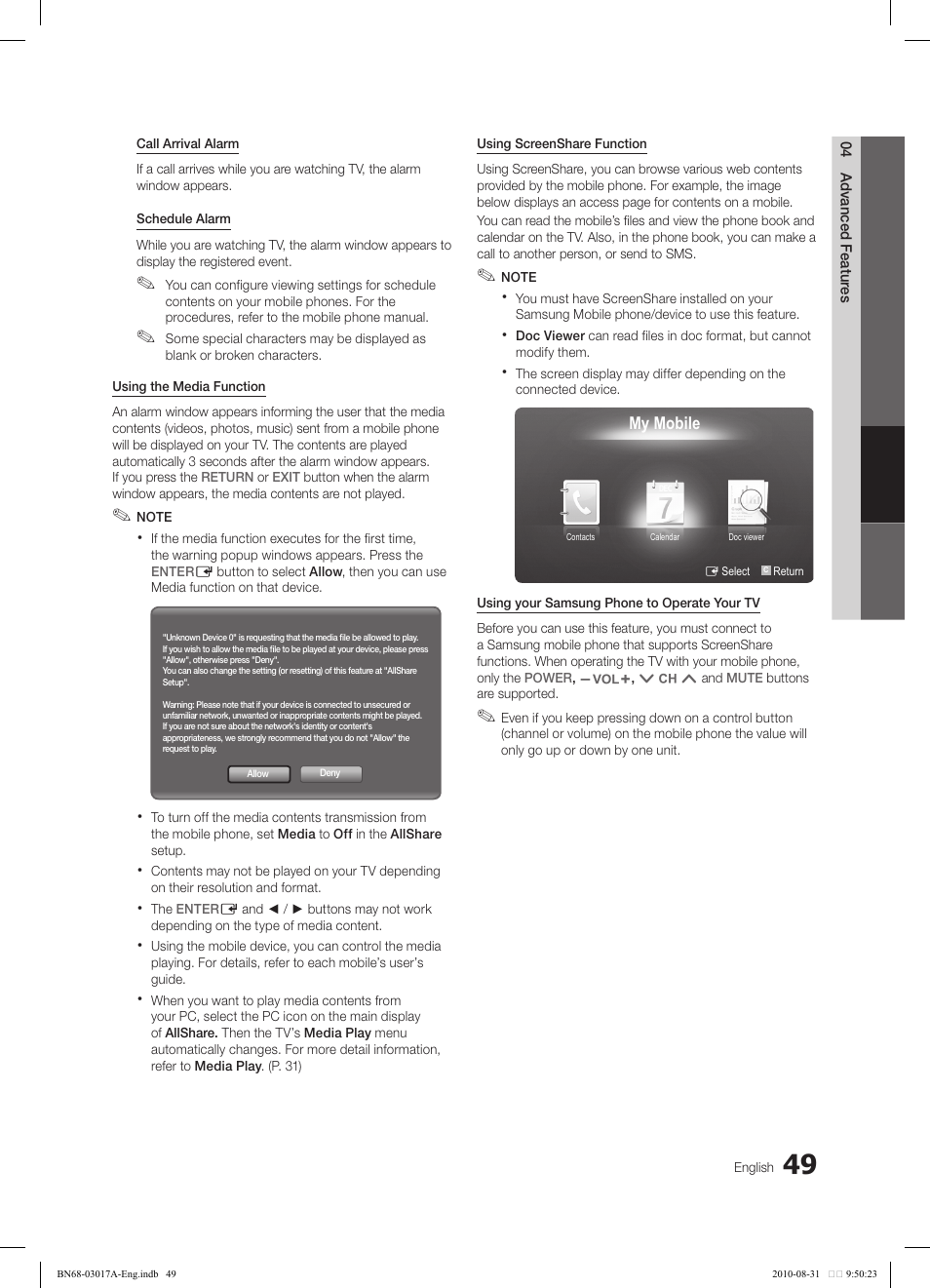 Samsung LN40C560J2FXZA User Manual | Page 49 / 59