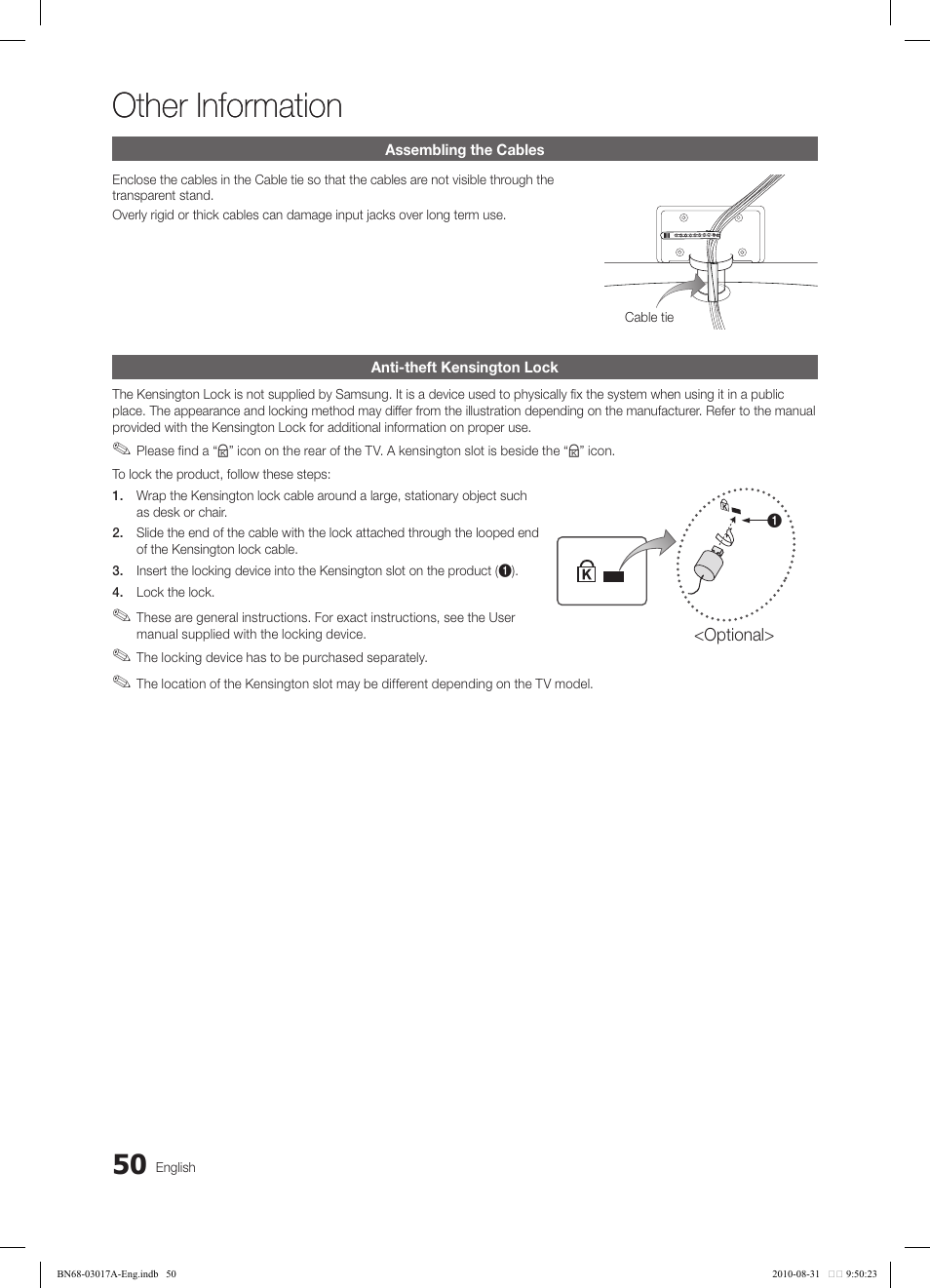 Other information | Samsung LN40C560J2FXZA User Manual | Page 50 / 59