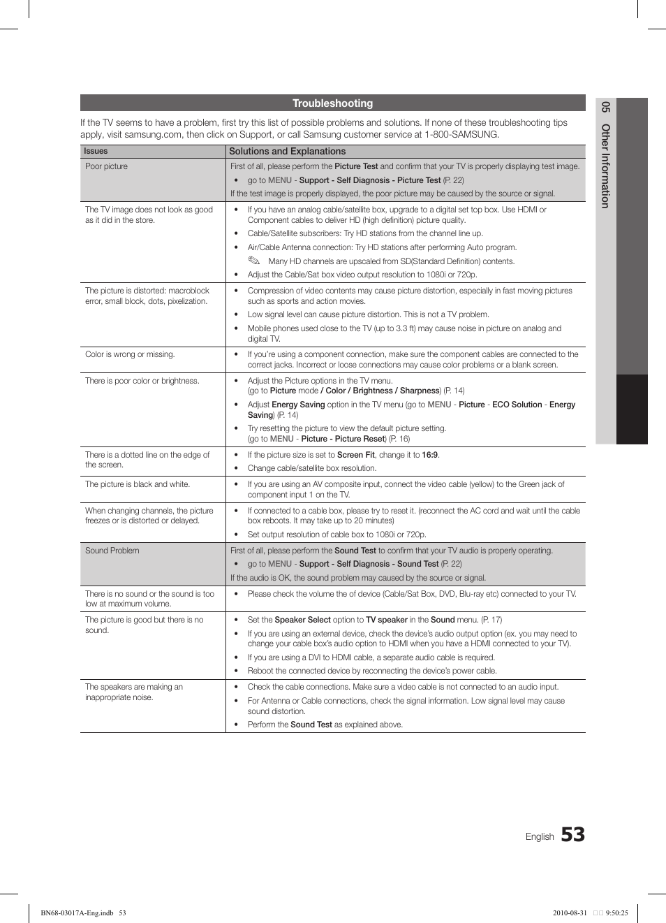 Samsung LN40C560J2FXZA User Manual | Page 53 / 59