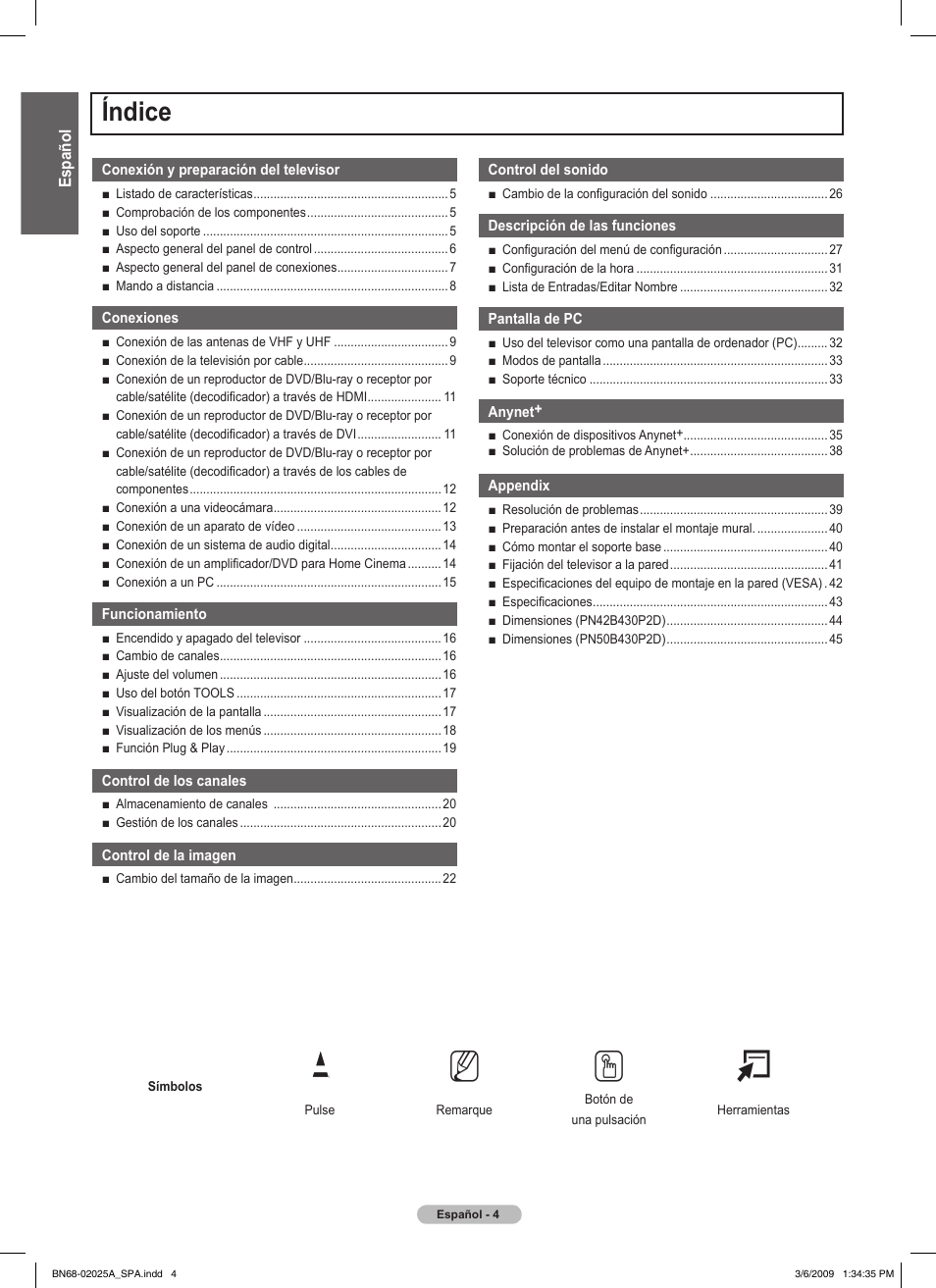 No t, Índice | Samsung PN42B430P2DXZA User Manual | Page 48 / 90