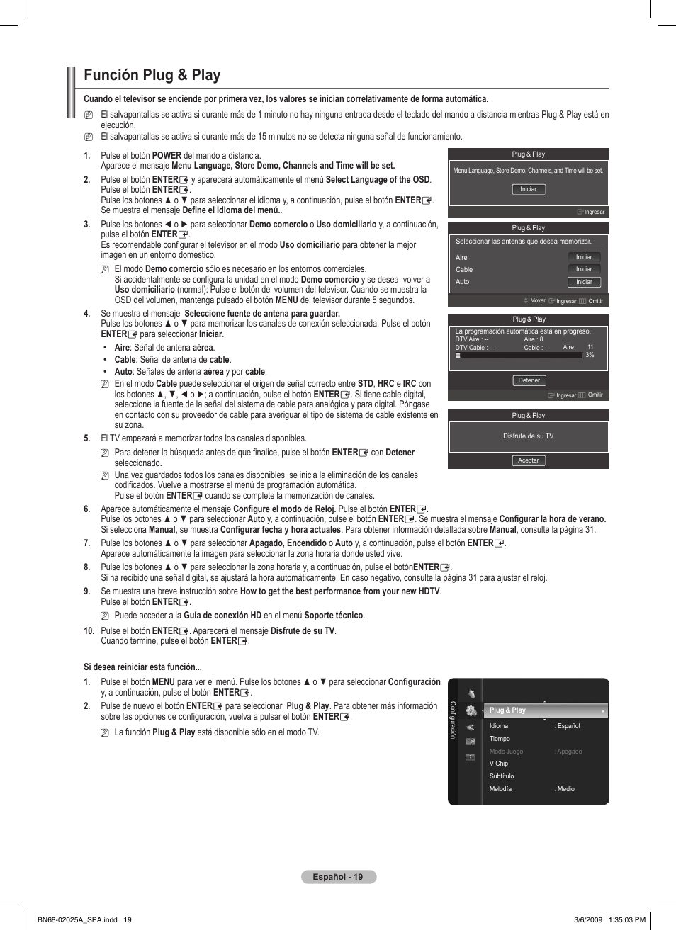 Función plug & play | Samsung PN42B430P2DXZA User Manual | Page 63 / 90
