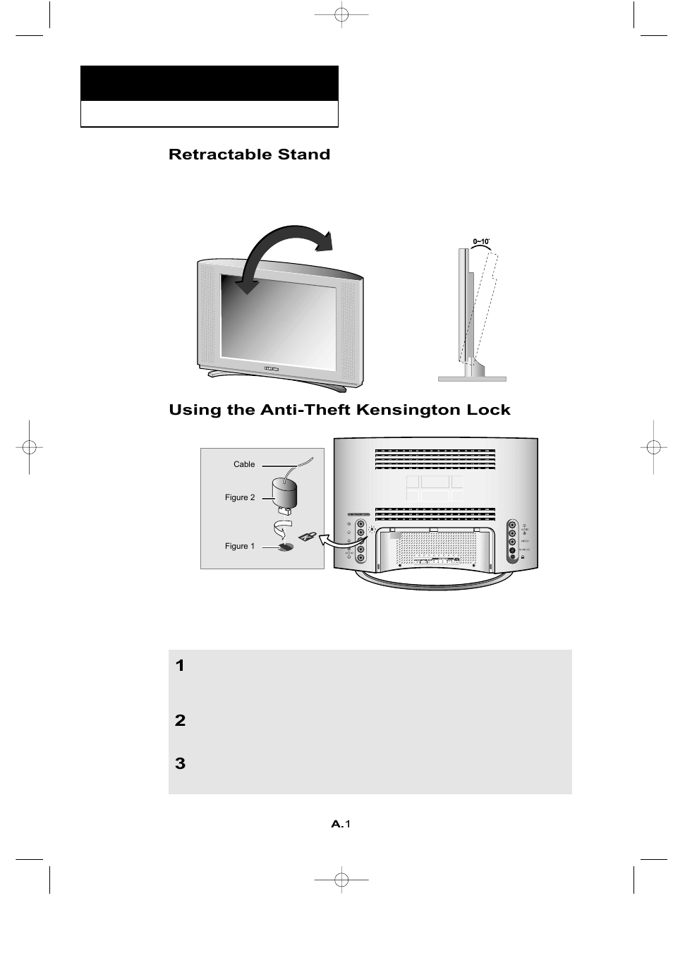 Retractable stand, Using the anti-theft kensington lock | Samsung LTN1565X-XAC User Manual | Page 55 / 60