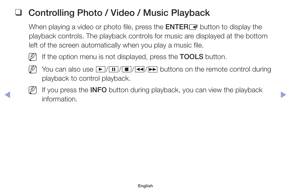 Controlling photo / video / music playback | Samsung PN51F5300AFXZA User Manual | Page 102 / 157
