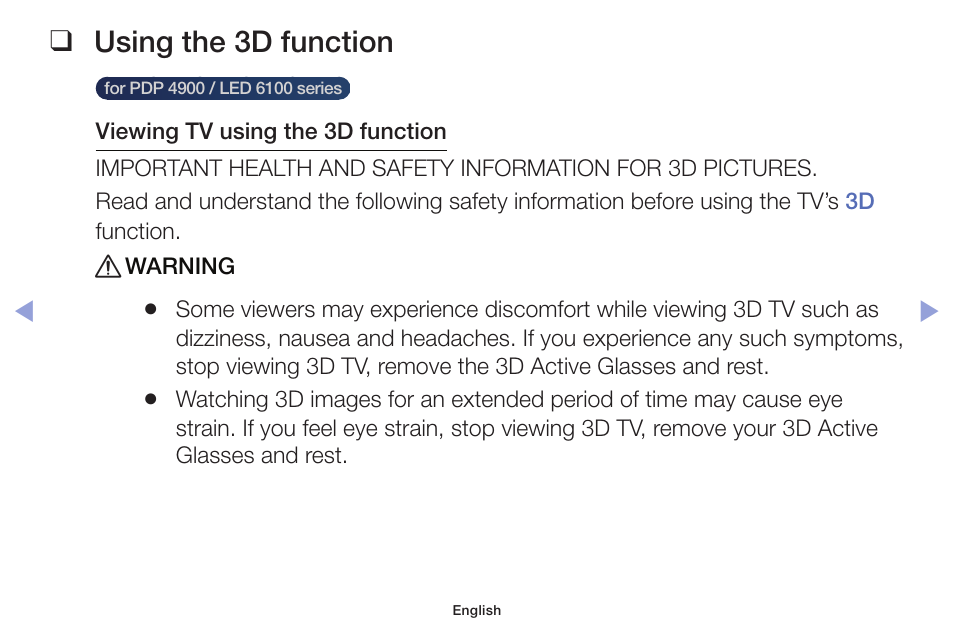 Using the 3d function | Samsung PN51F5300AFXZA User Manual | Page 111 / 157