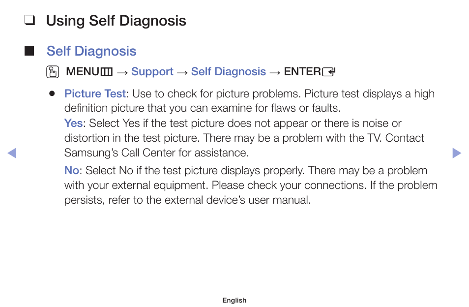Using self diagnosis, Self diagnosis o | Samsung PN51F5300AFXZA User Manual | Page 120 / 157