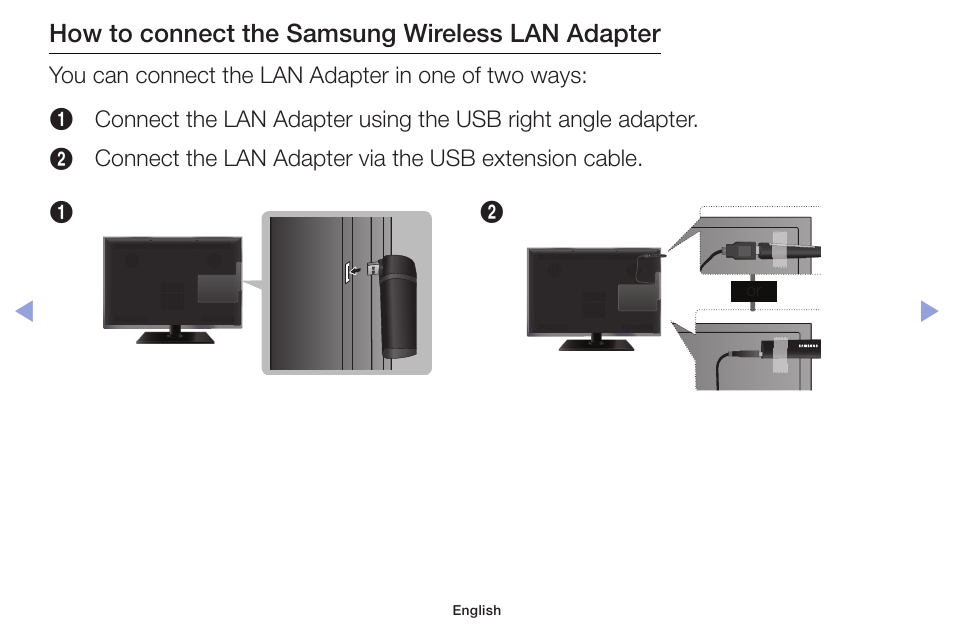 How to connect the samsung wireless lan adapter | Samsung PN51F5300AFXZA User Manual | Page 132 / 157