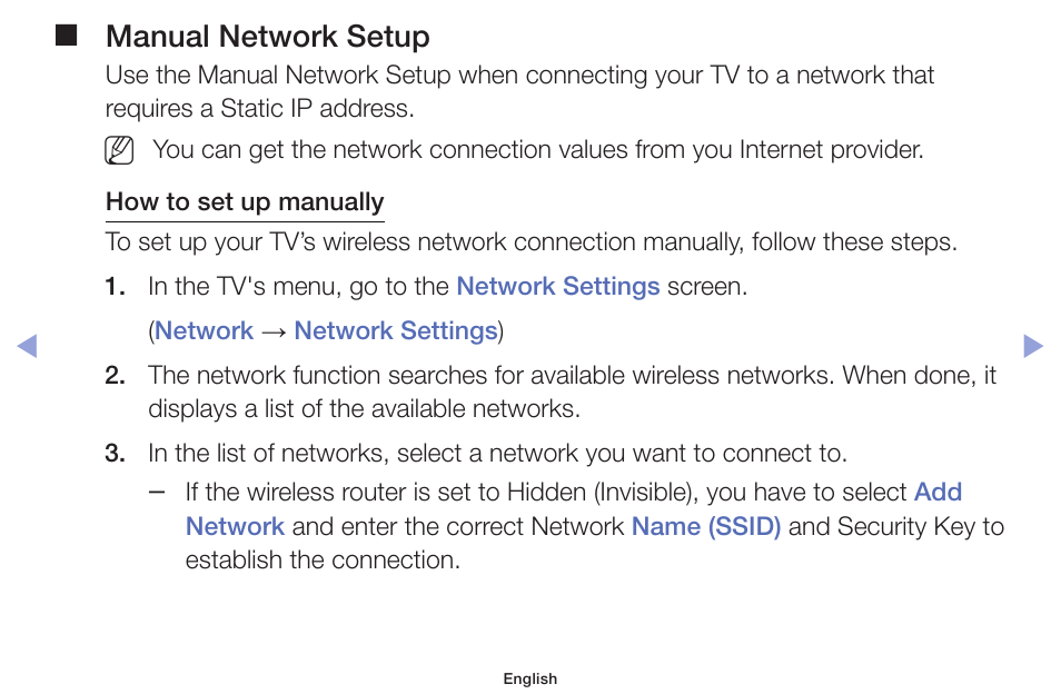 Manual network setup | Samsung PN51F5300AFXZA User Manual | Page 139 / 157