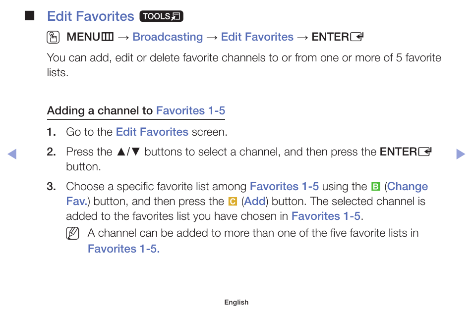 Edit favorites t o | Samsung PN51F5300AFXZA User Manual | Page 15 / 157