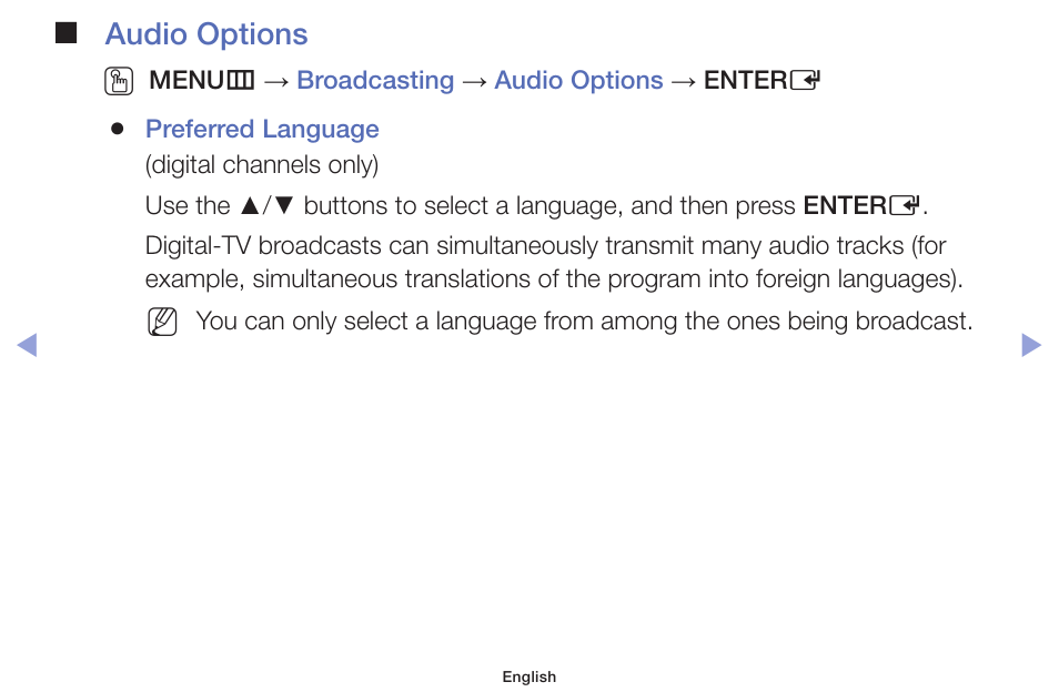 Audio options o | Samsung PN51F5300AFXZA User Manual | Page 32 / 157