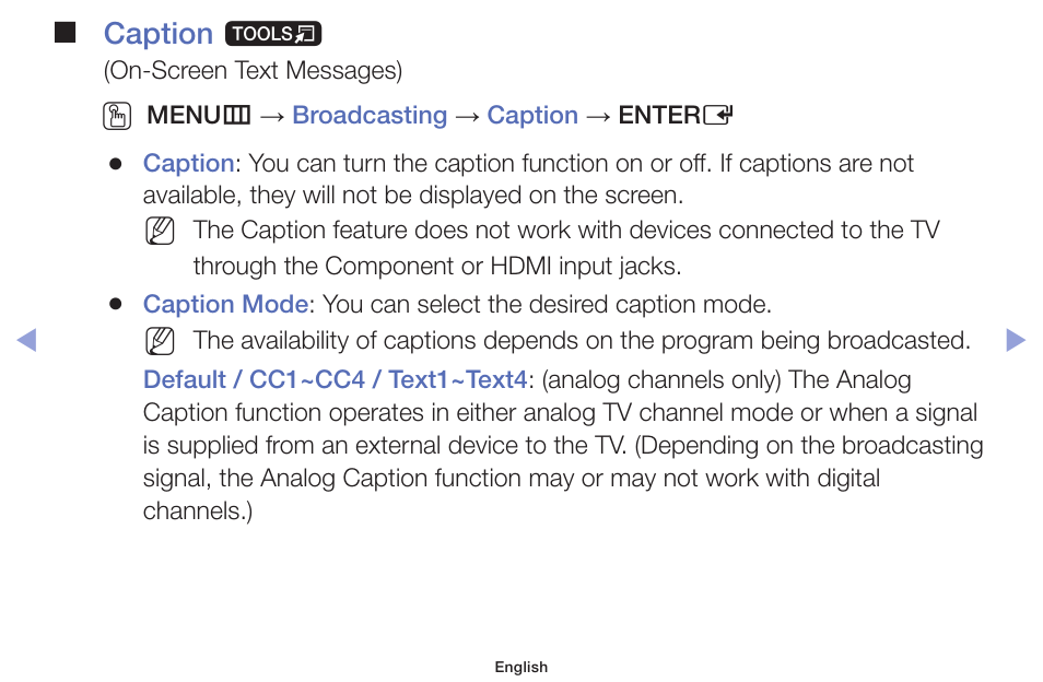 Caption t | Samsung PN51F5300AFXZA User Manual | Page 35 / 157