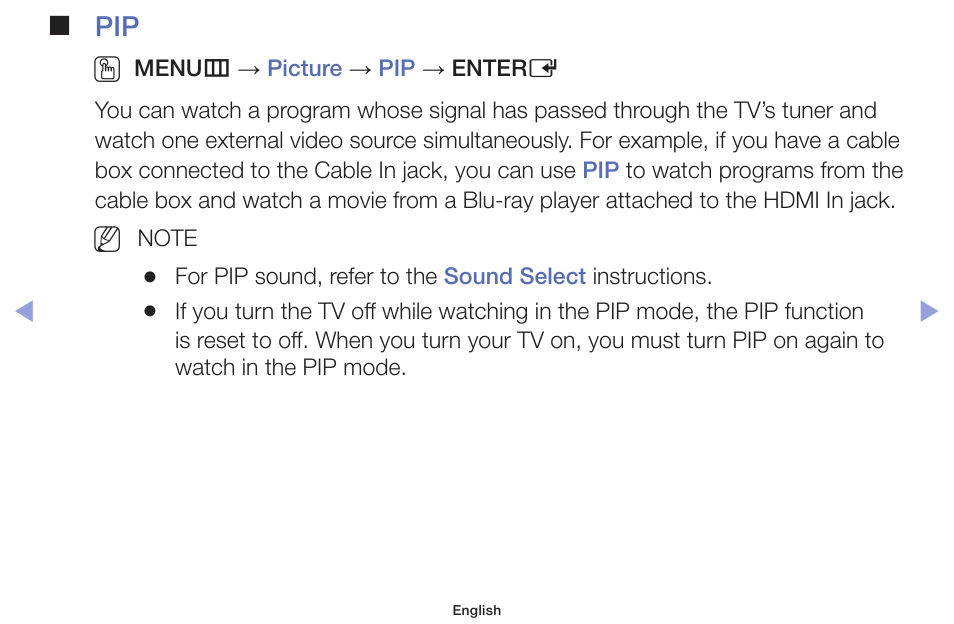 Pip o | Samsung PN51F5300AFXZA User Manual | Page 47 / 157
