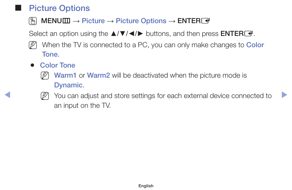 Picture options o | Samsung PN51F5300AFXZA User Manual | Page 54 / 157
