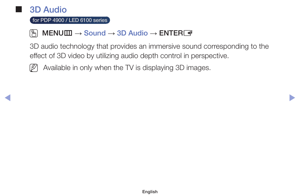 3d audio | Samsung PN51F5300AFXZA User Manual | Page 64 / 157